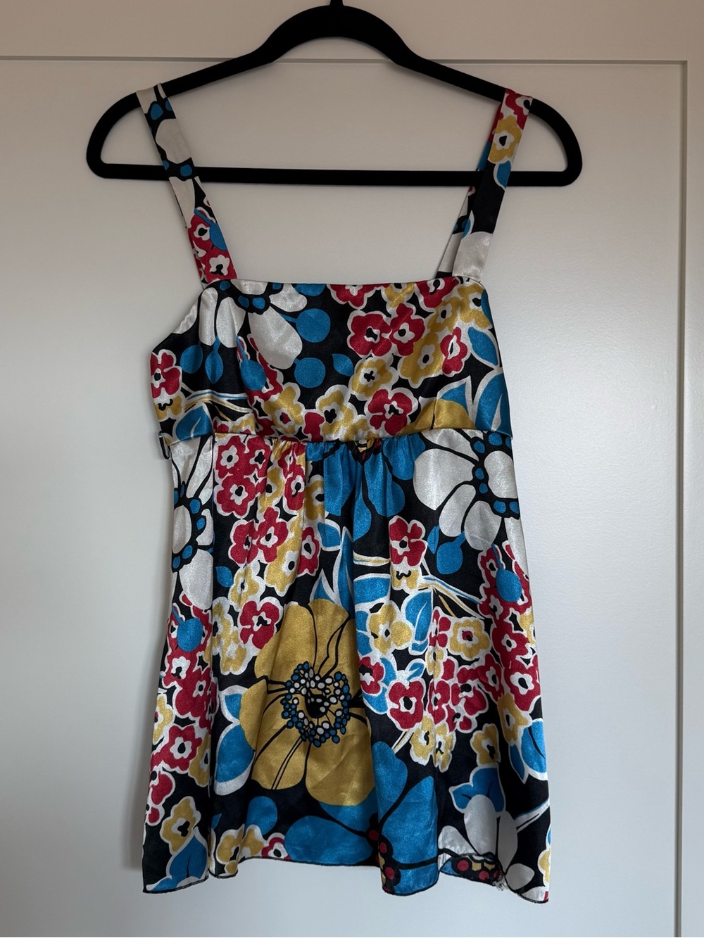 Y2K Rampage Floral Print Top in Blue, Yellow & Black